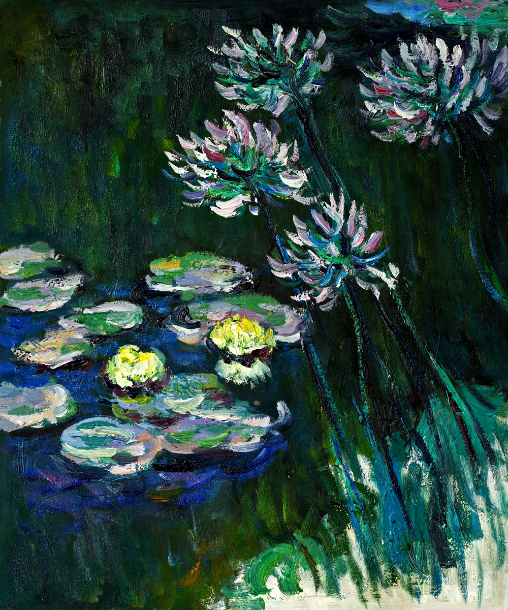 Water Lilies and Agapanthus - Claude Monet Paintings